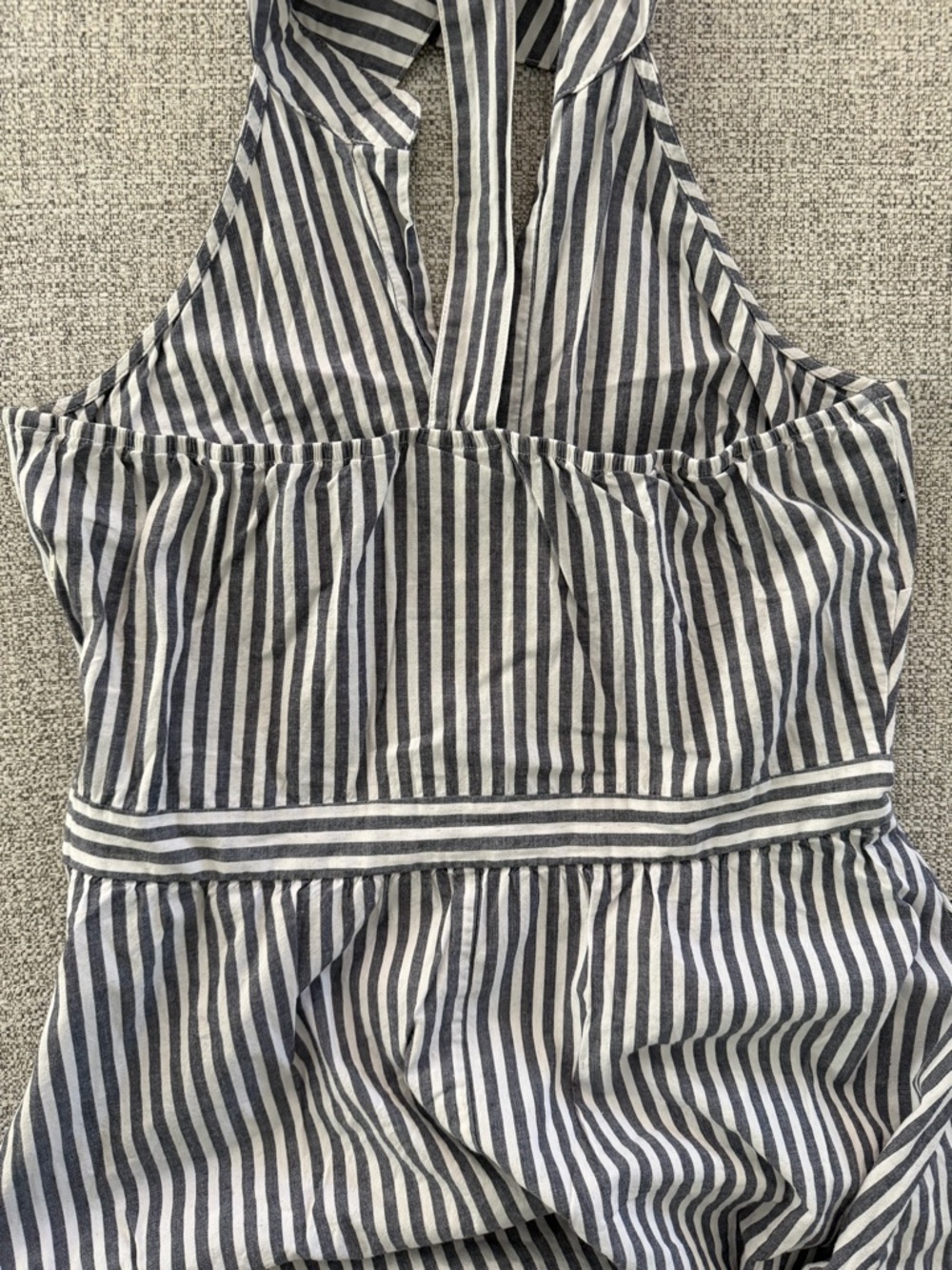 New York & Company Deep Navy and White Striped Midi Dress - Picture 12 of 14